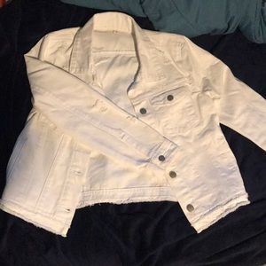 Miami distressed white denim jacket
